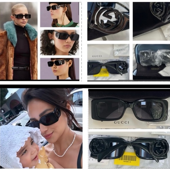 GUCCI RECTANGLE FRAME WITH BOLD GG ON 2025 FALL FASHION FAV PICKLE GREEN FRAMES - Picture 13 of 16